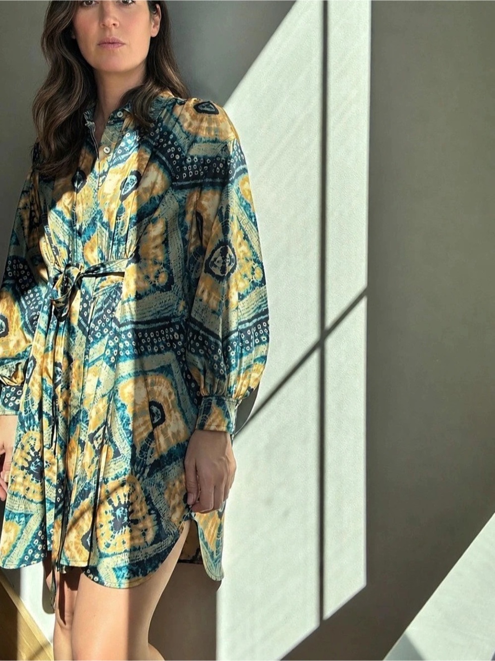 ULLA JOHNSON
Jude Diamond-Print Shirt Dress. size 2